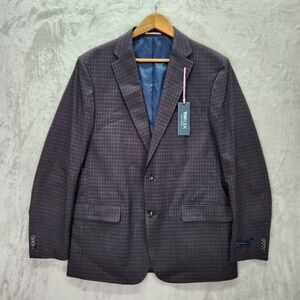 Tommy Hilfiger Conrad Sport Coat Mens 44L 44 Long Purple Plaid TH Flex $295 New‎